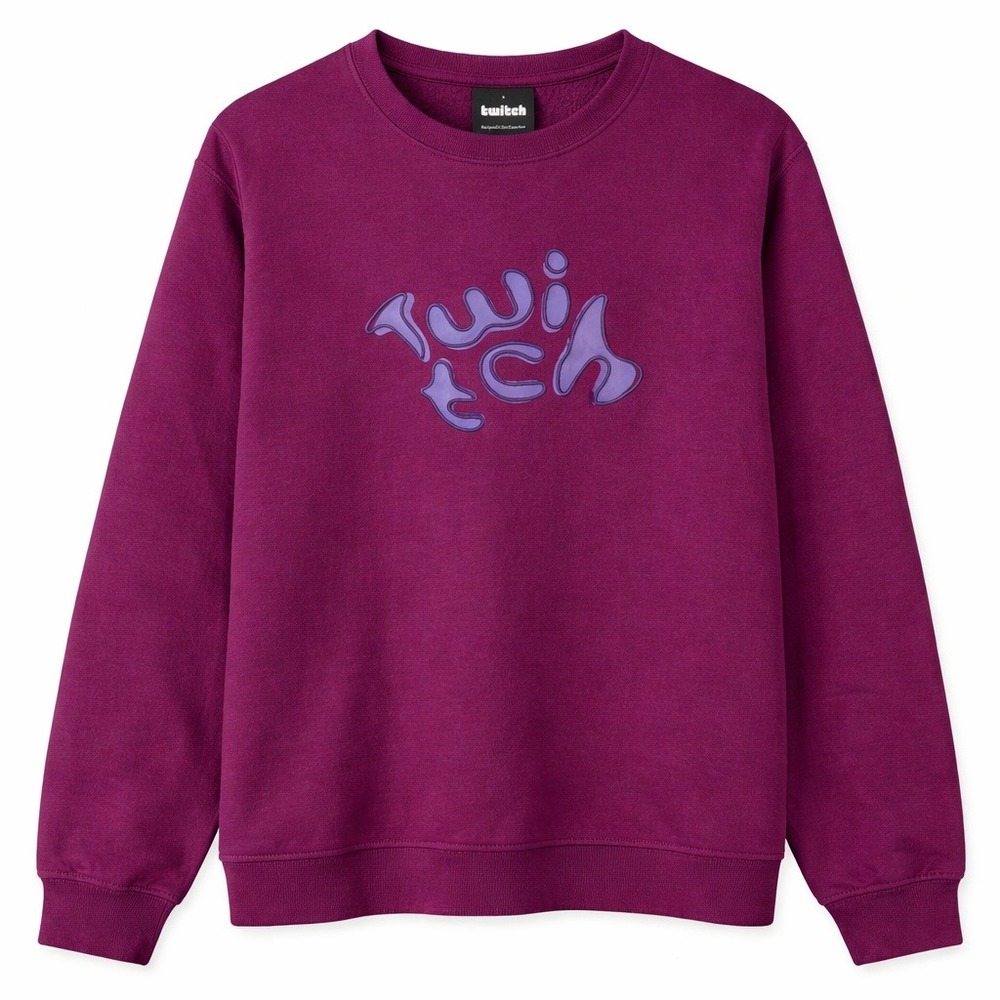 Twitch Magenta Purple Crewneck Sweatshirt Medium 3D Puff Logo Fleece Dopamine M